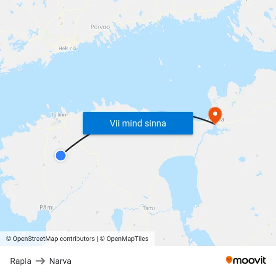 Rapla to Narva map