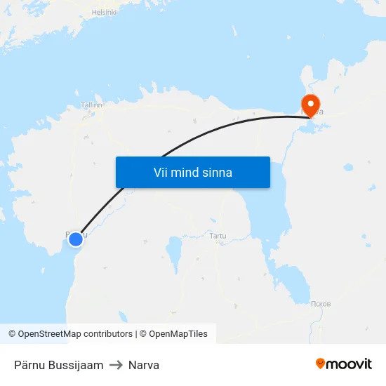 Pärnu Bussijaam to Narva map