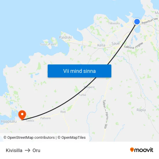 Kivisilla to Oru map