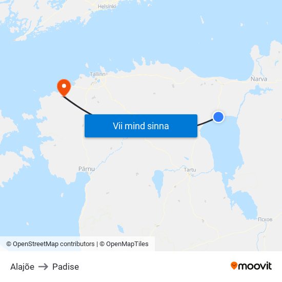 Alajõe to Padise map