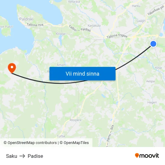 Saku to Padise map
