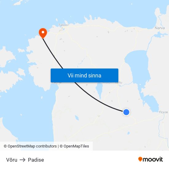 Võru to Padise map