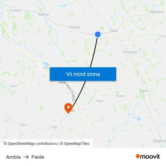 Ambla to Paide map
