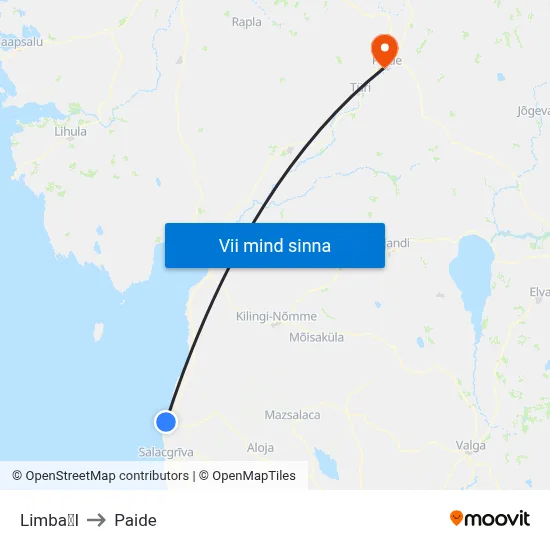 LimbaI to Paide map