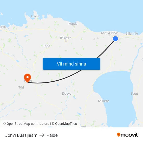 Jõhvi Bussijaam to Paide map