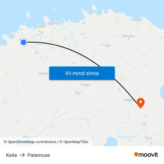 Keila to Palamuse map