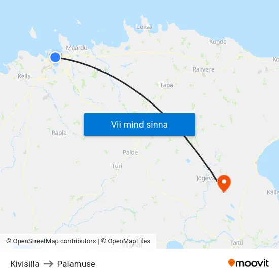 Kivisilla to Palamuse map