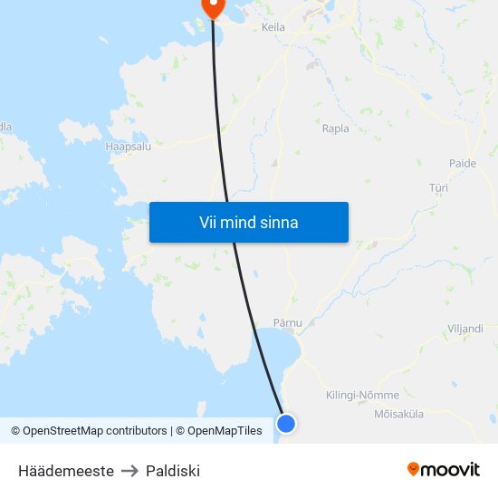 Häädemeeste to Paldiski map