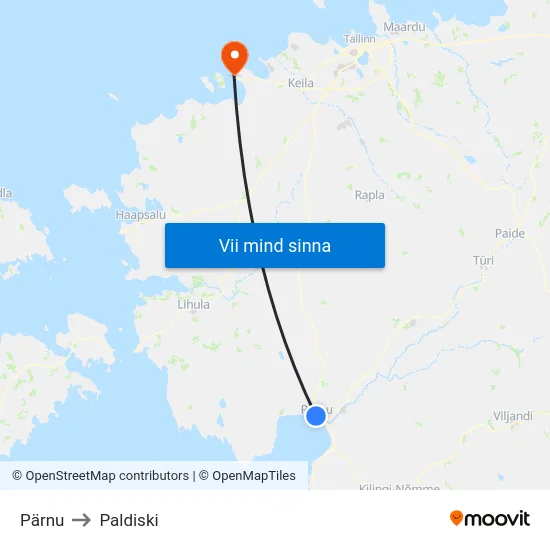 Pärnu to Paldiski map