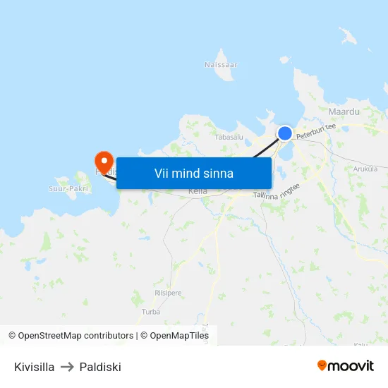 Kivisilla to Paldiski map