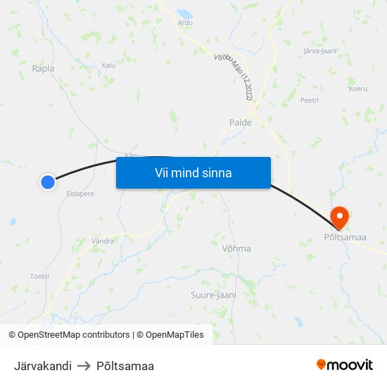 Järvakandi to Põltsamaa map