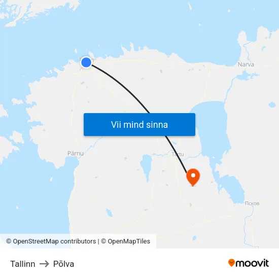 Tallinn to Põlva map