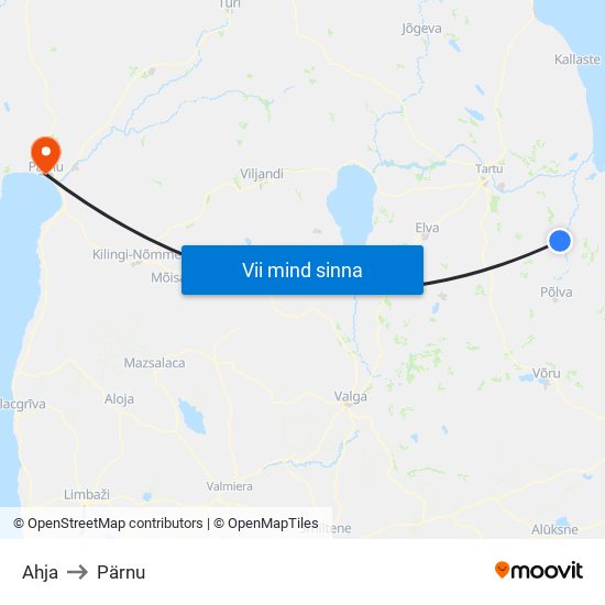 Ahja to Pärnu map