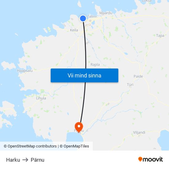 Harku to Pärnu map