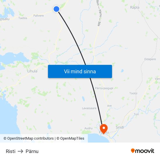 Risti to Pärnu map