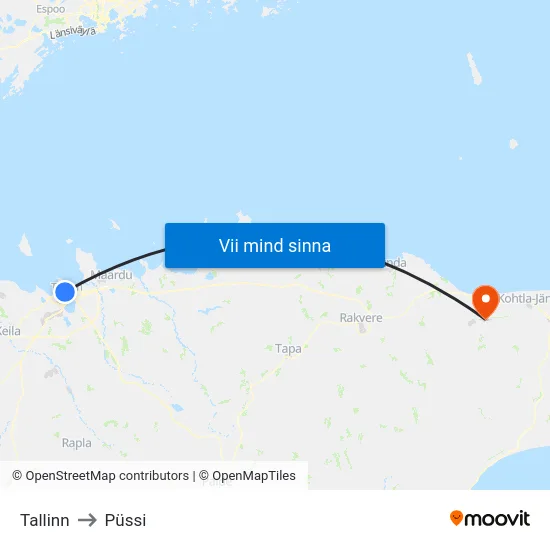 Tallinn to Püssi map