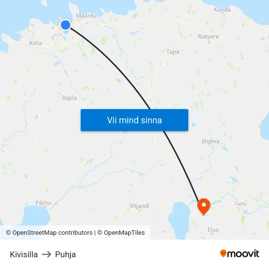 Kivisilla to Puhja map