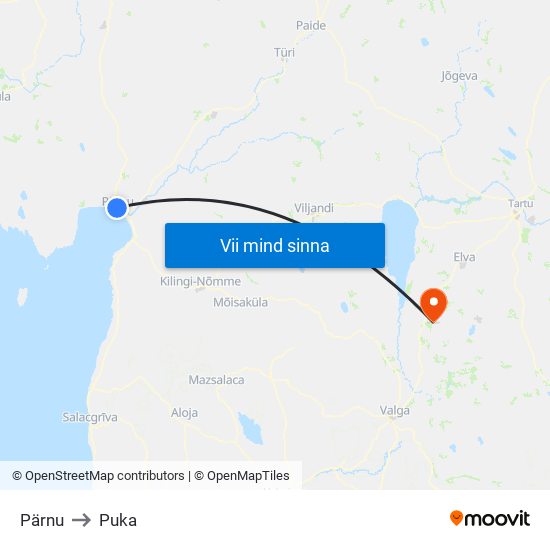 Pärnu to Puka map