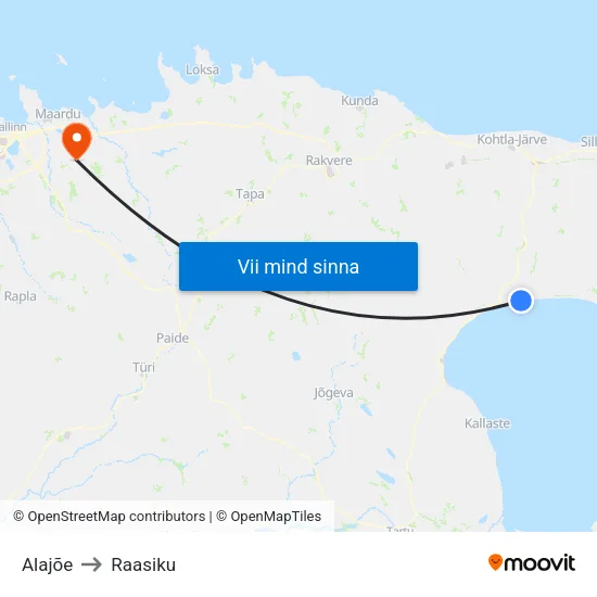 Alajõe to Raasiku map