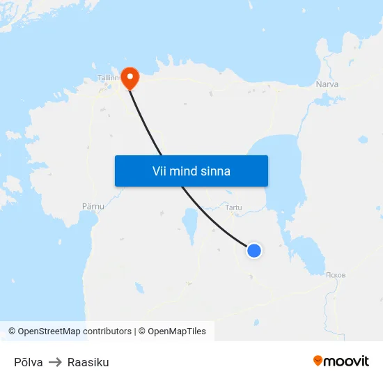 Põlva to Raasiku map