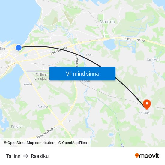 Tallinn to Raasiku map