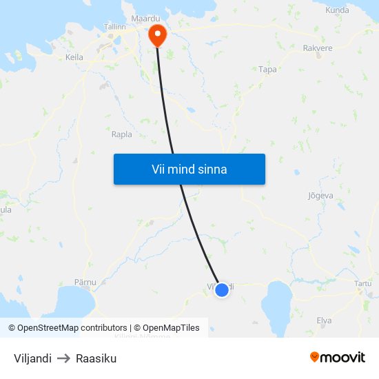 Viljandi to Raasiku map