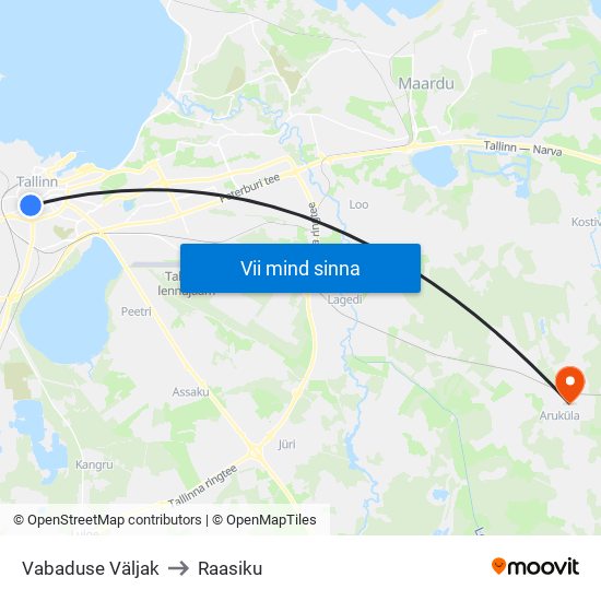 Vabaduse Väljak to Raasiku map