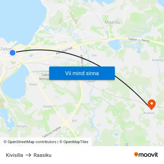 Kivisilla to Raasiku map