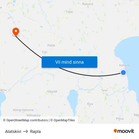 Alatskivi to Rapla map