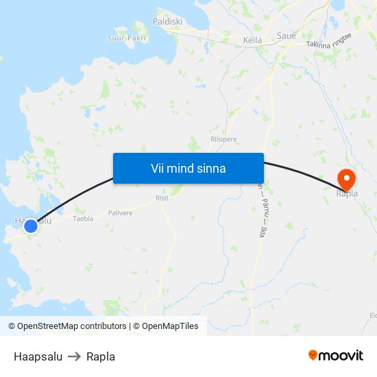 Haapsalu to Rapla map