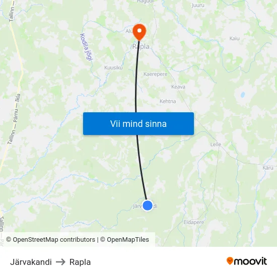Järvakandi to Rapla map