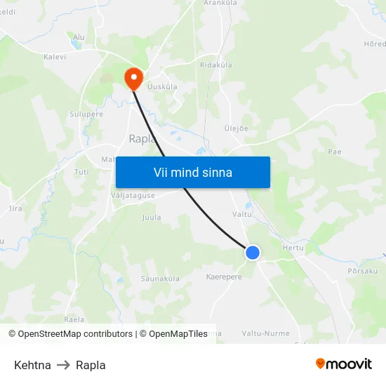 Kehtna to Rapla map