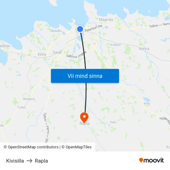 Kivisilla to Rapla map