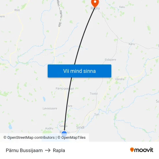 Pärnu Bussijaam to Rapla map