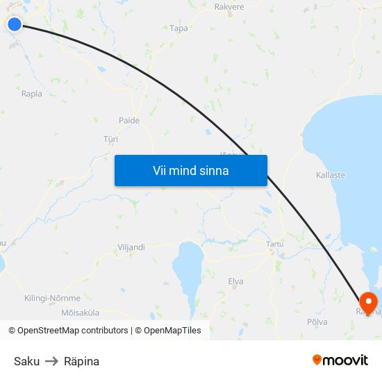 Saku to Räpina map