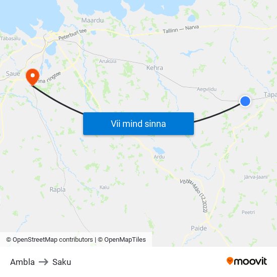 Ambla to Saku map