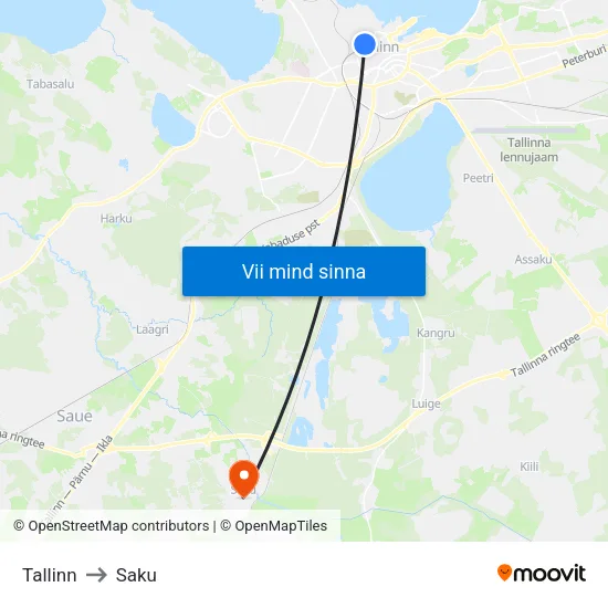 Tallinn to Saku map