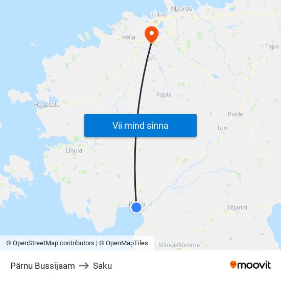 Pärnu Bussijaam to Saku map