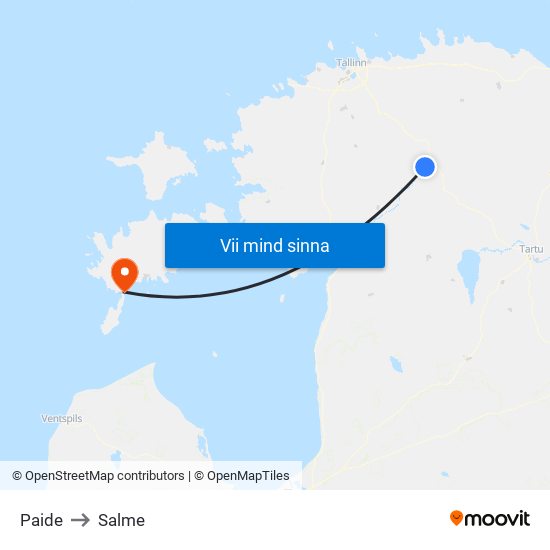 Paide to Salme map