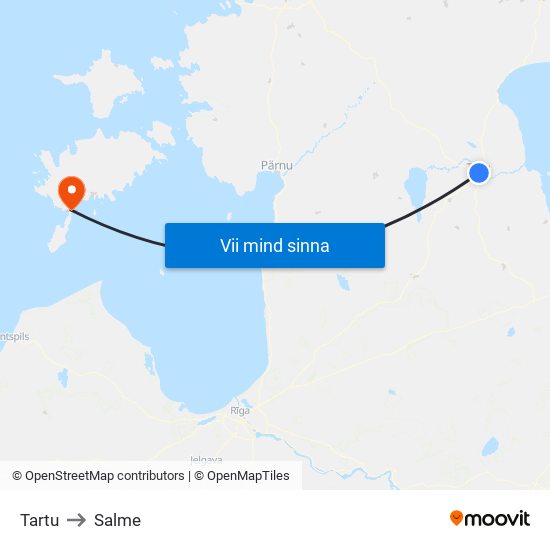 Tartu to Salme map