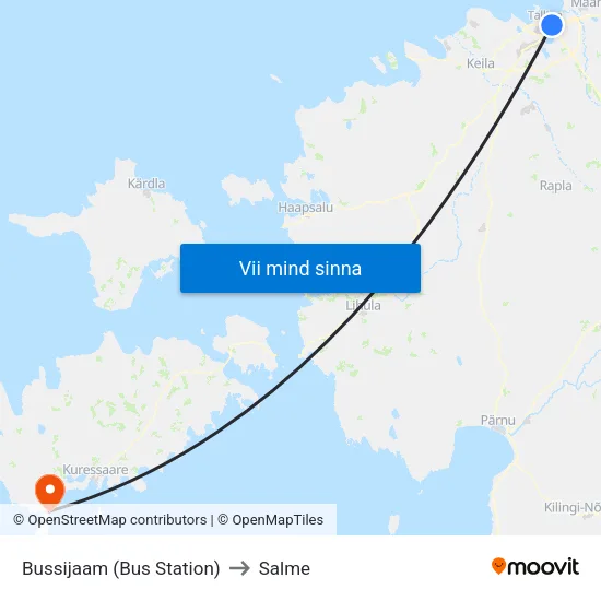 Bussijaam (Bus Station) to Salme map