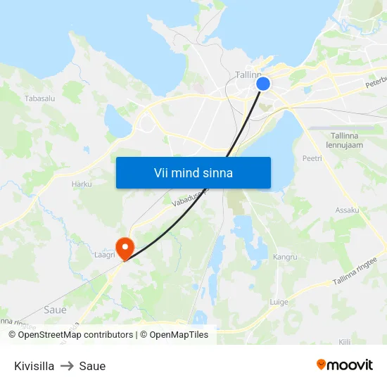 Kivisilla to Saue map