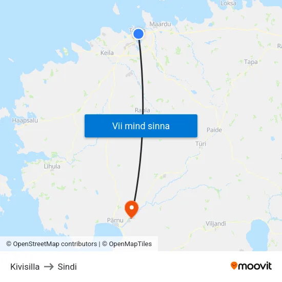 Kivisilla to Sindi map