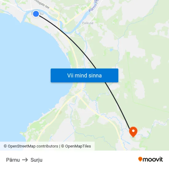 Pärnu to Surju map