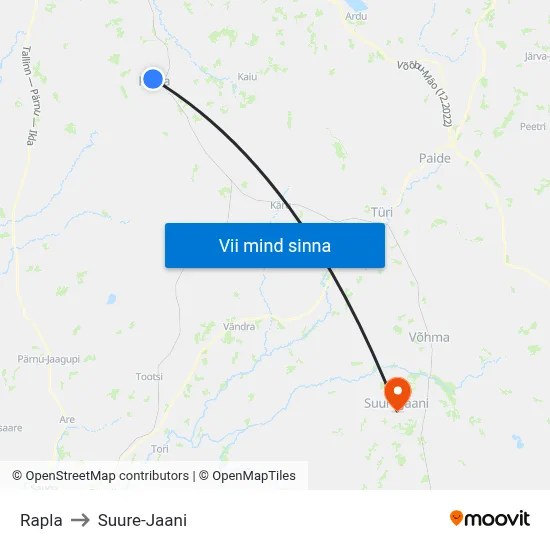 Rapla to Suure-Jaani map