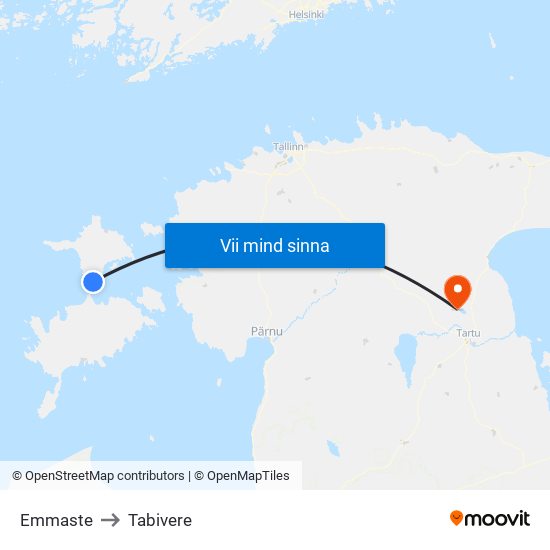Emmaste to Tabivere map