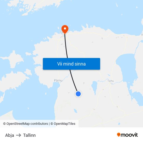 Abja to Tallinn map