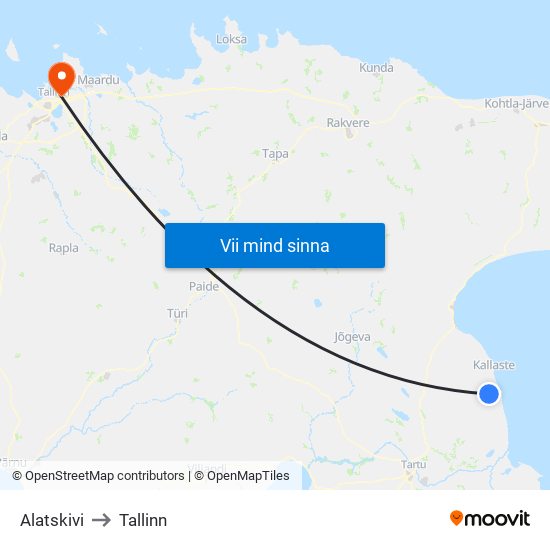 Alatskivi to Tallinn map