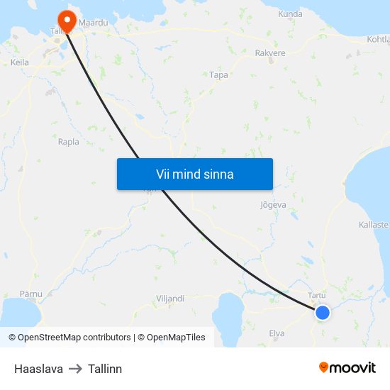 Haaslava to Tallinn map