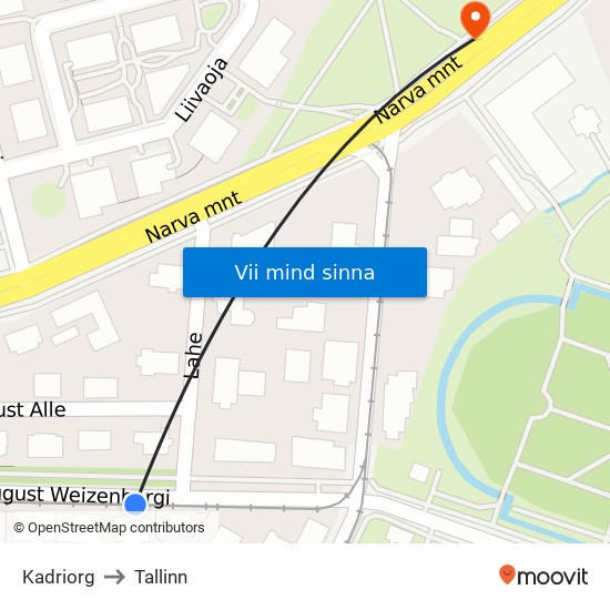 Kadriorg to Tallinn map